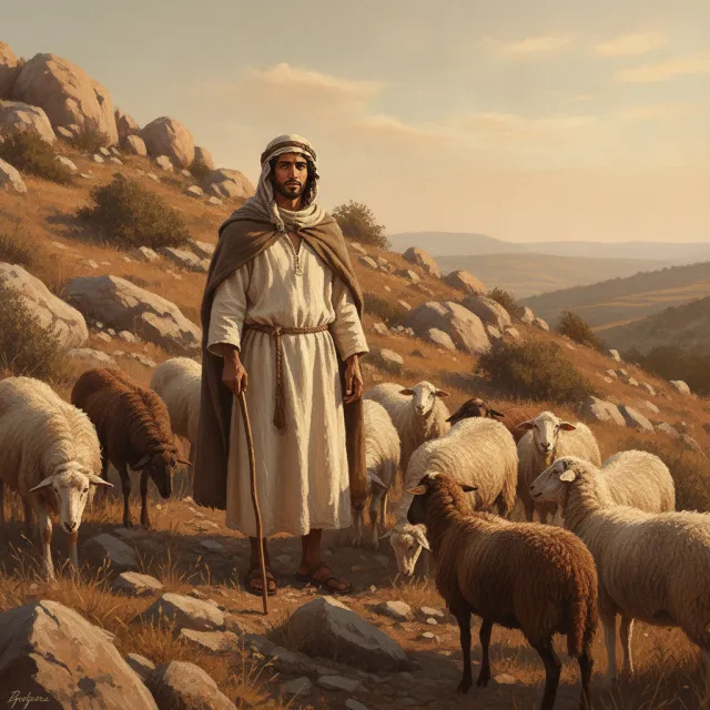 A shepherd with his flock in the first-century hills